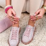 Sneakersy skórzane z zamkiem z boku Różowe – Zipline 4