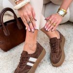 Sneakersy ze skóry naturalnej z paskami Czekoladowe – Strapelle 3