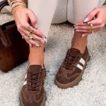 Sneakersy ze skóry naturalnej z paskami Czekoladowe – Strapelle 4