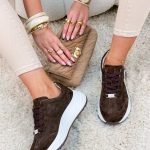 Sneakersy ze skóry naturalnej na platformie Czekoladowe – Elevia 1