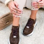 Sneakersy ze skóry naturalnej na platformie Czekoladowe – Elevia 4