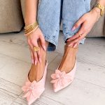 Czółenka z kwiatem slingback Różowe – Flosling 2