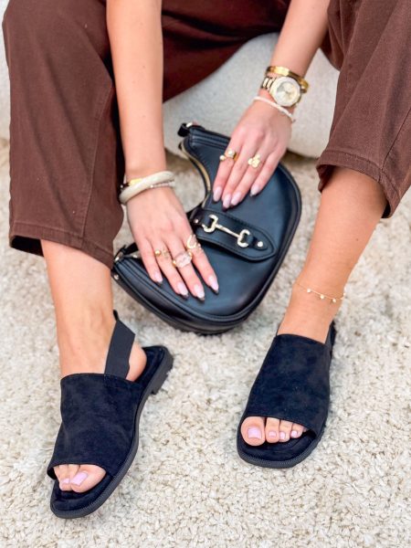 Sandały z gumką na pięcie Czarne – Easy Hold 1