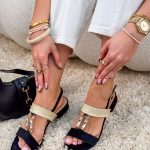 Sandałki biżuteryjne na niskim obcasie Czarne – Jewelled Steps 2