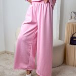 Komplet masełkowy: bluza z różą + rozkloszowane spodnie Różowy – Rosabelle Set 3