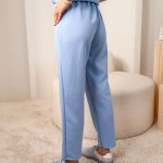 Komplet damski z dekoltem łódka + aplikacją róży Błekitny – Floréline 5