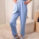 Komplet damski z dekoltem łódka + aplikacją róży Błekitny – Floréline 4