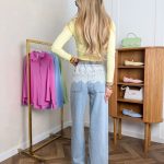 Spodnie jeansowe z koronkowym pasem Jasny jeans – Waistella 3