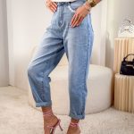 Spodnie jeansowe mom fit z haftem kwiatowym – Florimom C4