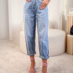 Spodnie jeansowe mom fit z haftem kwiatowym – Florimom 2