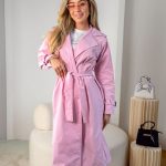 Długi trencz damski Różowy – Trenchéa 6