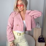 Krótki trencz z podszewką Różowy – Linéa Coat 3