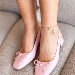 Czółenka na klocku z gumką i kokardką Różowe – Flexibelle 1