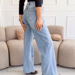 Spodnie jeansowe wide leg z wisienkami Jasny jeans – Cherry Flow 5