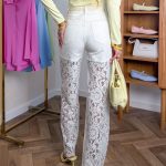 Spodnie jeansowe z koronkową nogawką Biały – Lacevera Denim 3