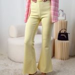 Spodnie dzwony elastyczne Bananowy – Flexflare 1