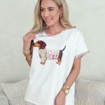 Komplet: bluzka z nadrukiem i spodnie Beżowy – Printessa Set 4