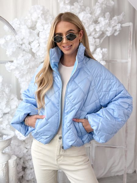 Kurtka wiosenna z poszerzanymi rękawami Błękitny – Flarella 1