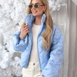 Kurtka wiosenna z poszerzanymi rękawami Błękitny – Flarella 6