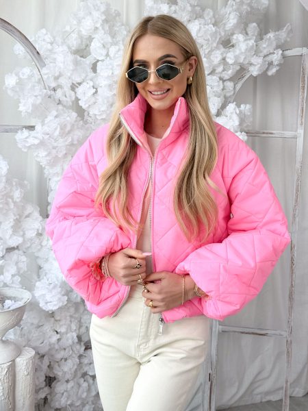 Kurtka wiosenna z poszerzanymi rękawami Różowy – Flarella 1