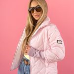 Kurtka z dzianinowymi rękawami Pudrowy – Knitora 4