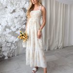 Sukienka maxi z haftem i górą bandeau Biała – Maximbra 4