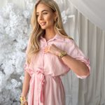 Sukienka koszulowa w paski Różowa – Stripella Dress 4