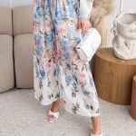 Spodnie damskie w kwiaty Białe – Floravia Pants 1