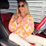 Kurtka wełniana w kwiaty ze stójką Pudrowa – Woolflora 6