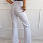 Spodnie jeansowe z ozdobnymi guzikami i kieszeniami Białe – Buttonique 3