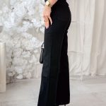 Spodnie jeansowe z ozdobnymi guzikami i kieszeniami Czarne – Buttonique 4