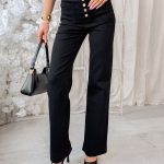 Spodnie jeansowe z ozdobnymi guzikami i kieszeniami Czarne – Buttonique 6