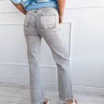 Spodnie jeansowe z ozdobnymi guzikami i kieszeniami Szare – Buttonique 3