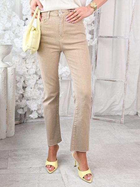 Klasyczne spodnie jeansowe damskie z wysokim stanem Piaskowy – Alta Denim 1