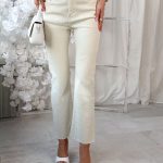 Klasyczne spodnie jeansowe damskie z wysokim stanem Beżowe – Alta Denim 1