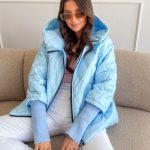 Kurtka pikowana z dzianinowymi rękawami Błękitna – Quilnara 2