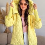 Kurtka pikowana z dzianinowymi rękawami Bananowa – Quilnara 5