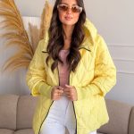 Kurtka pikowana z dzianinowymi rękawami Bananowa – Quilnara 4