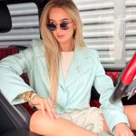 Krótka marynarka damska z podszewką i gumką w pasie Mięta – Flexblazer 4