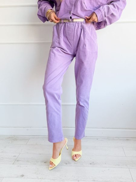 Spodnie sztruksowe Liliowe – Cordelia Pants 1