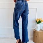 Jeansy damskie na gumce z paskami po bokach – Sideflex 3