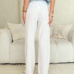 Spodnie damskie z lnu i bawełny Białe – Linora Pants 4