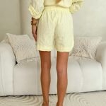 Szorty damskie w paski len i bawełna Żółte – Striplin Shorts 4