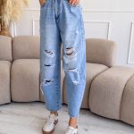 Spodnie jeansowe ballon z przetarciami – Rivella Denim 1
