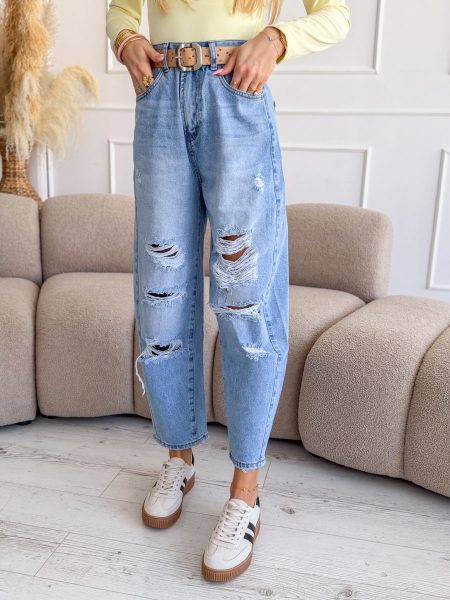 Spodnie jeansowe ballon z przetarciami – Rivella Denim 1