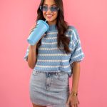 Spódnica jeansowa mini z diamencikami Jasny jeans – Sparkdena 6