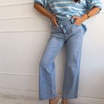 Spodnie jeansowe wide leg z asymetrycznym zapięciem Jasny jeans – Asymira 5