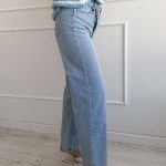 Spodnie jeansowe wide leg z asymetrycznym zapięciem Jasny jeans – Asymira 4
