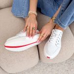 Skórzane sneakersy na grubej podeszwie Białe – Boldoria 3