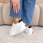 Skórzane sneakersy na grubej podeszwie Białe – Boldoria 4